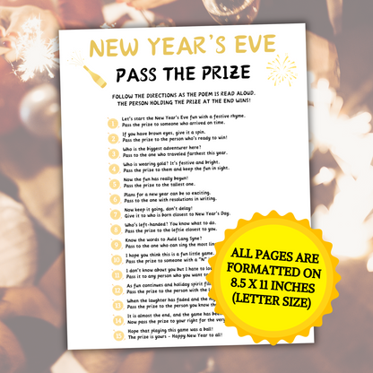 New Year's Eve Pass The Prize Game | New Years Pass The Present Poem