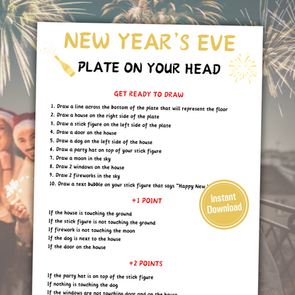 New Year's Eve Plate On Your Head Game | Hilarious New Years Drawing Game