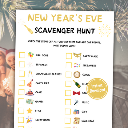New Year's Eve Scavenger Hunt Game | New Years Treasure Hunt Game