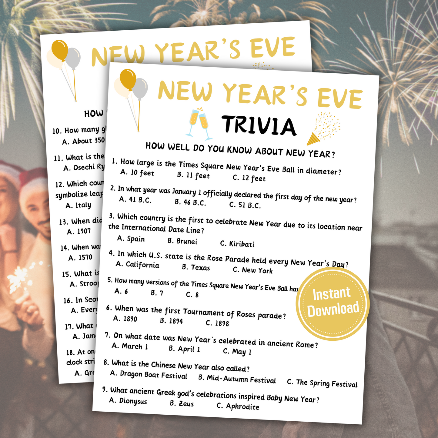 New Year's Eve Trivia | New Year's Eve Party Games