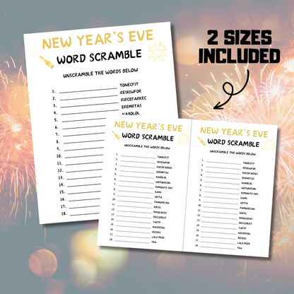 New Year's Eve Word Scramble Game | New Year Party Unscramble Game