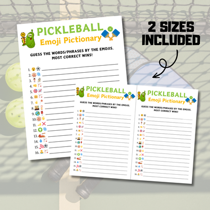 Pickleball Emoji Pictionary Game | Printable Pickleball Emoji Game