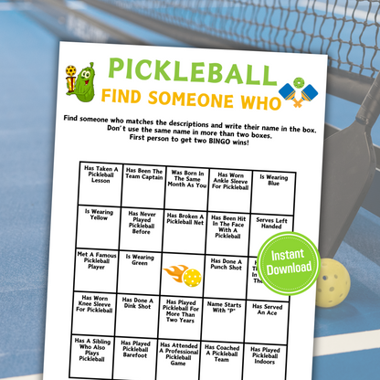 Pickleball Find Someone Who Game | Printable Pickleball Find The Guest Bingo