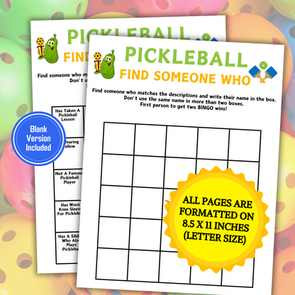 Pickleball Find Someone Who Game | Printable Pickleball Find The Guest Bingo