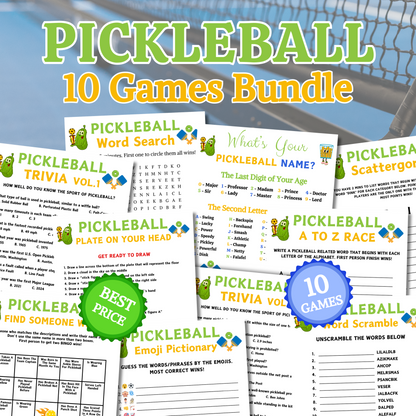 Pickleball Games Bundle | Printable Pickleball Team Party Game