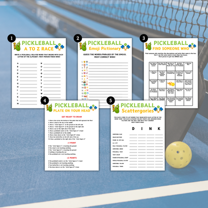 Pickleball Games Bundle | Printable Pickleball Team Party Game