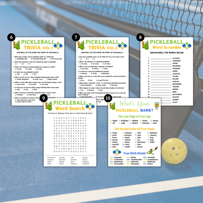 Pickleball Games Bundle | Printable Pickleball Team Party Game