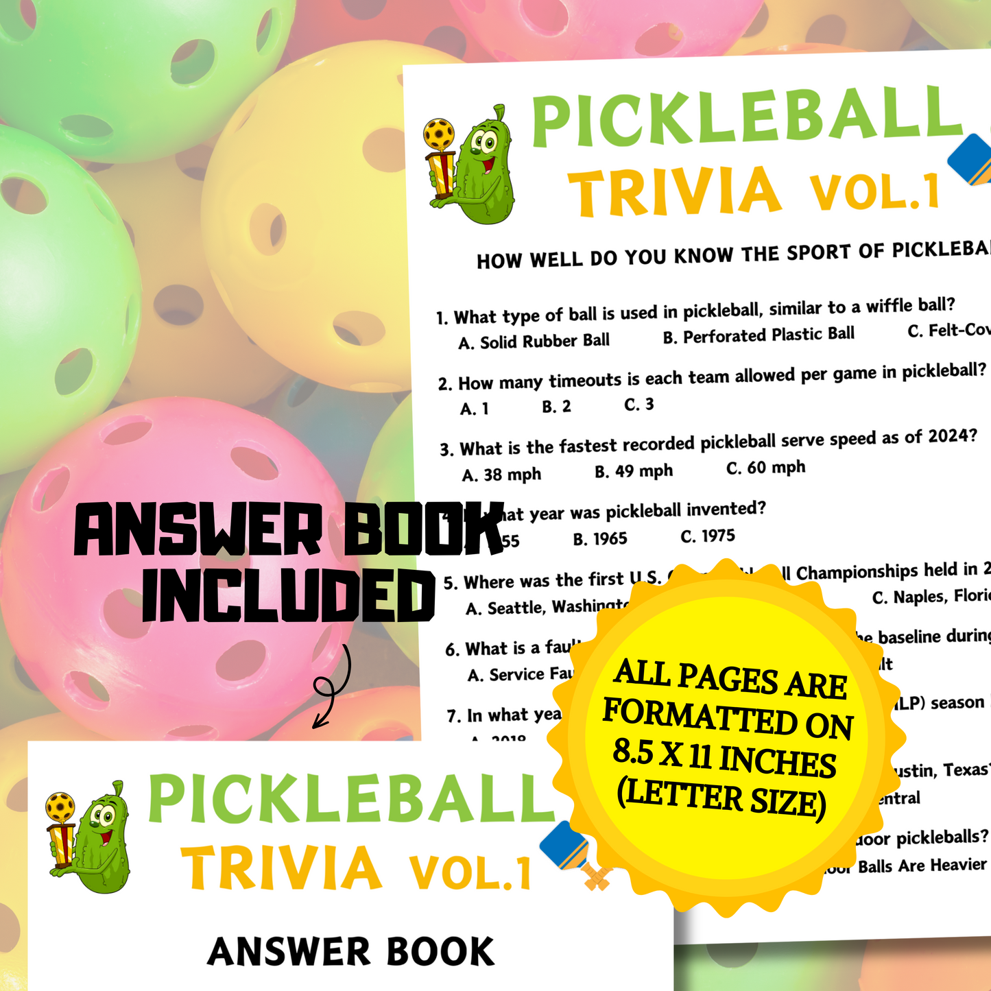 Pickleball Games Bundle | Printable Pickleball Team Party Game