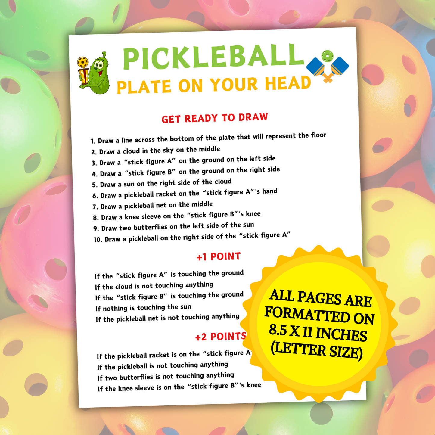 Pickleball Plate On Your Head Game | Hilarious Pickleball Drawing Game