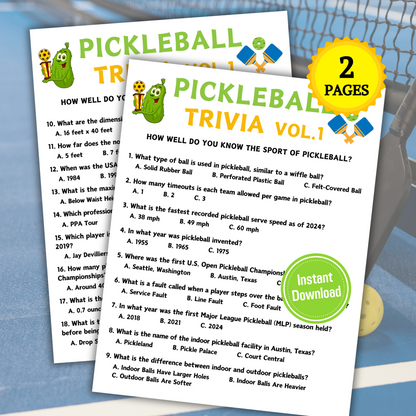 Pickleball Trivia Game Vol.1 | Pickleball Knowledge Quiz Game