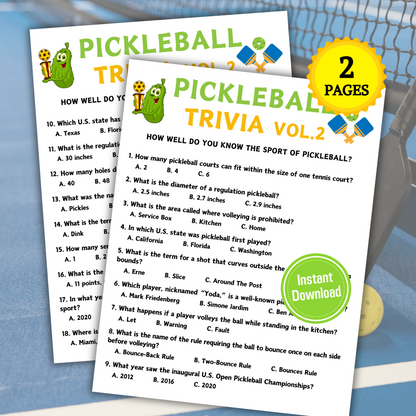 Pickleball Trivia Game Vol.2 | Pickleball Knowledge Quiz Game