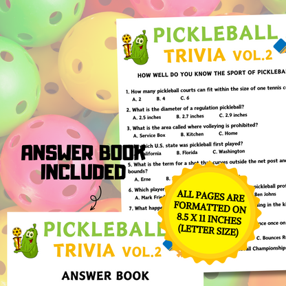 Pickleball Trivia Game Vol.2 | Pickleball Knowledge Quiz Game