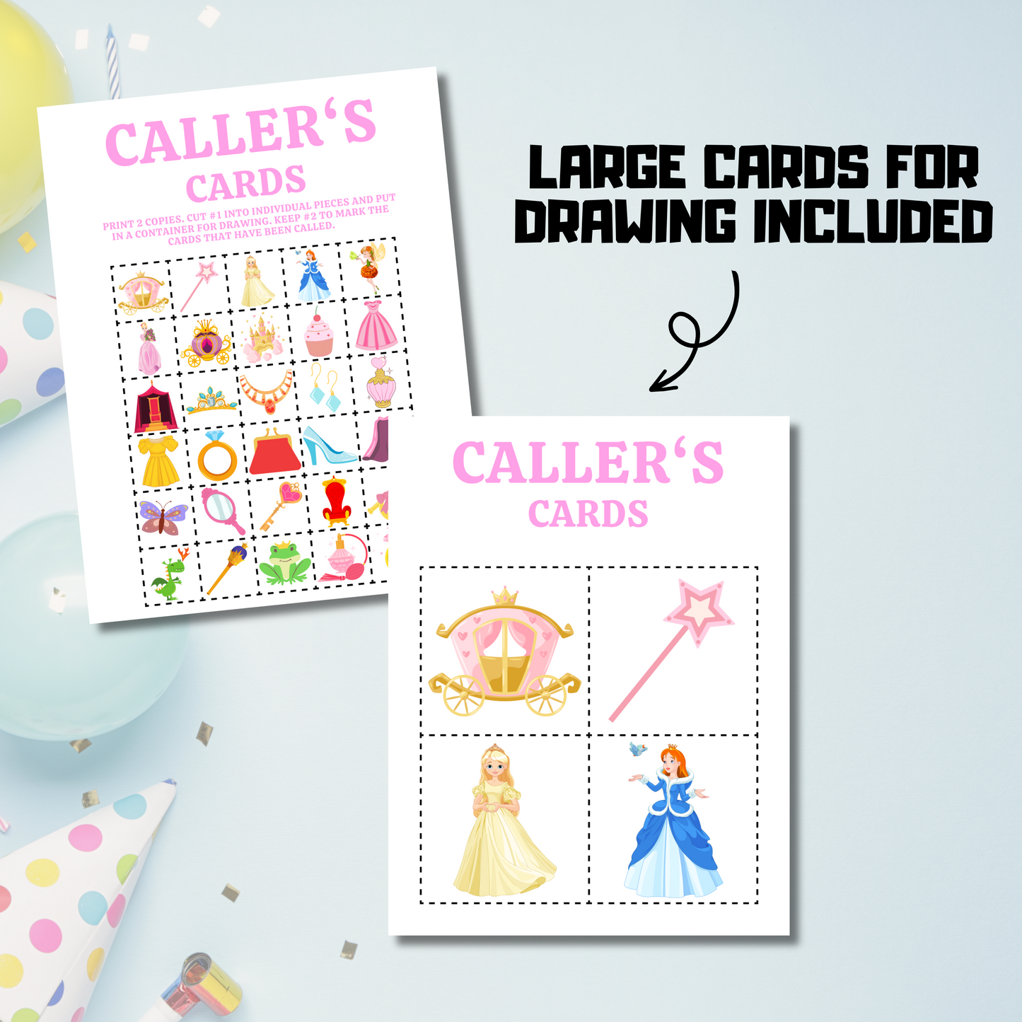 30 Princess Bingo Game | Birthday Bingo Cards for Princess