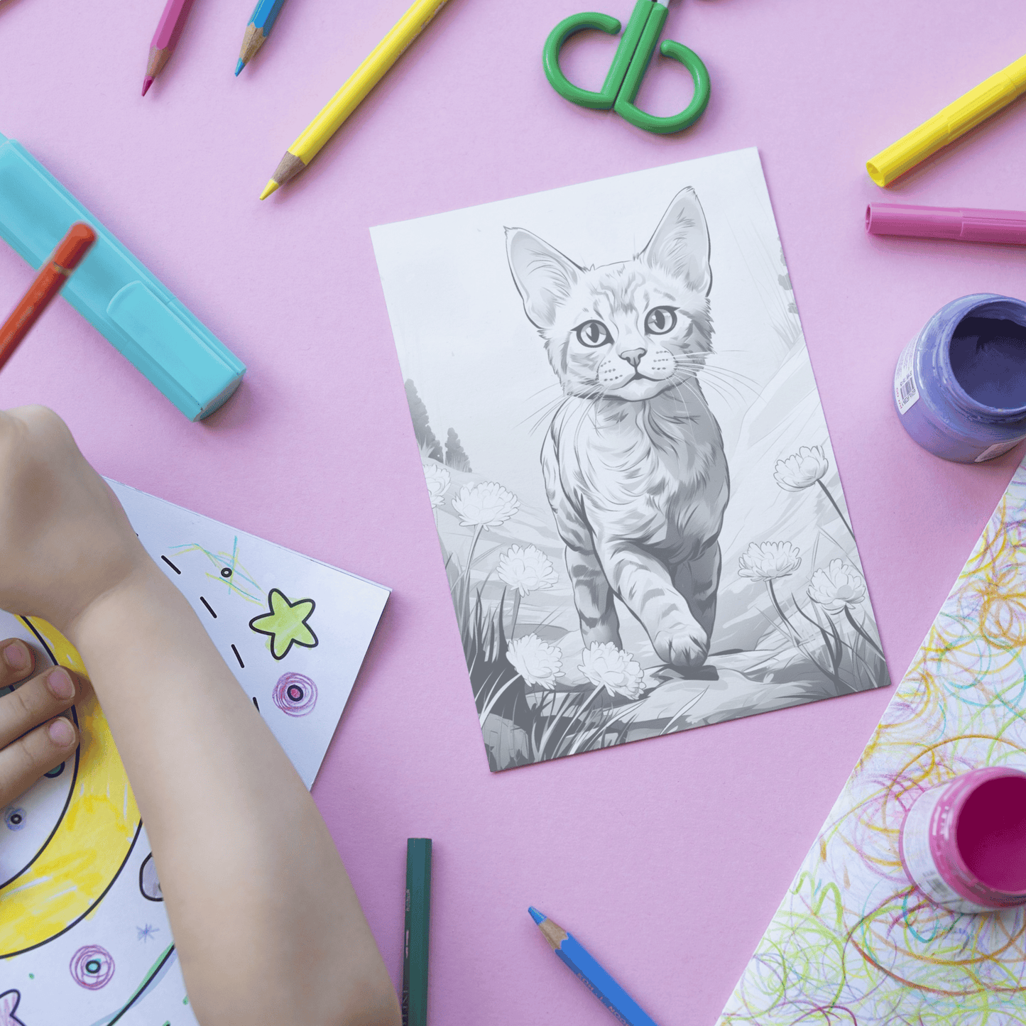 Realistic Abyssinian Cat Coloring Book, 20 Abyssinian Cat Grayscale Coloring Pages