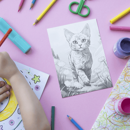 Realistic Abyssinian Cat Coloring Book, 20 Abyssinian Cat Grayscale Coloring Pages