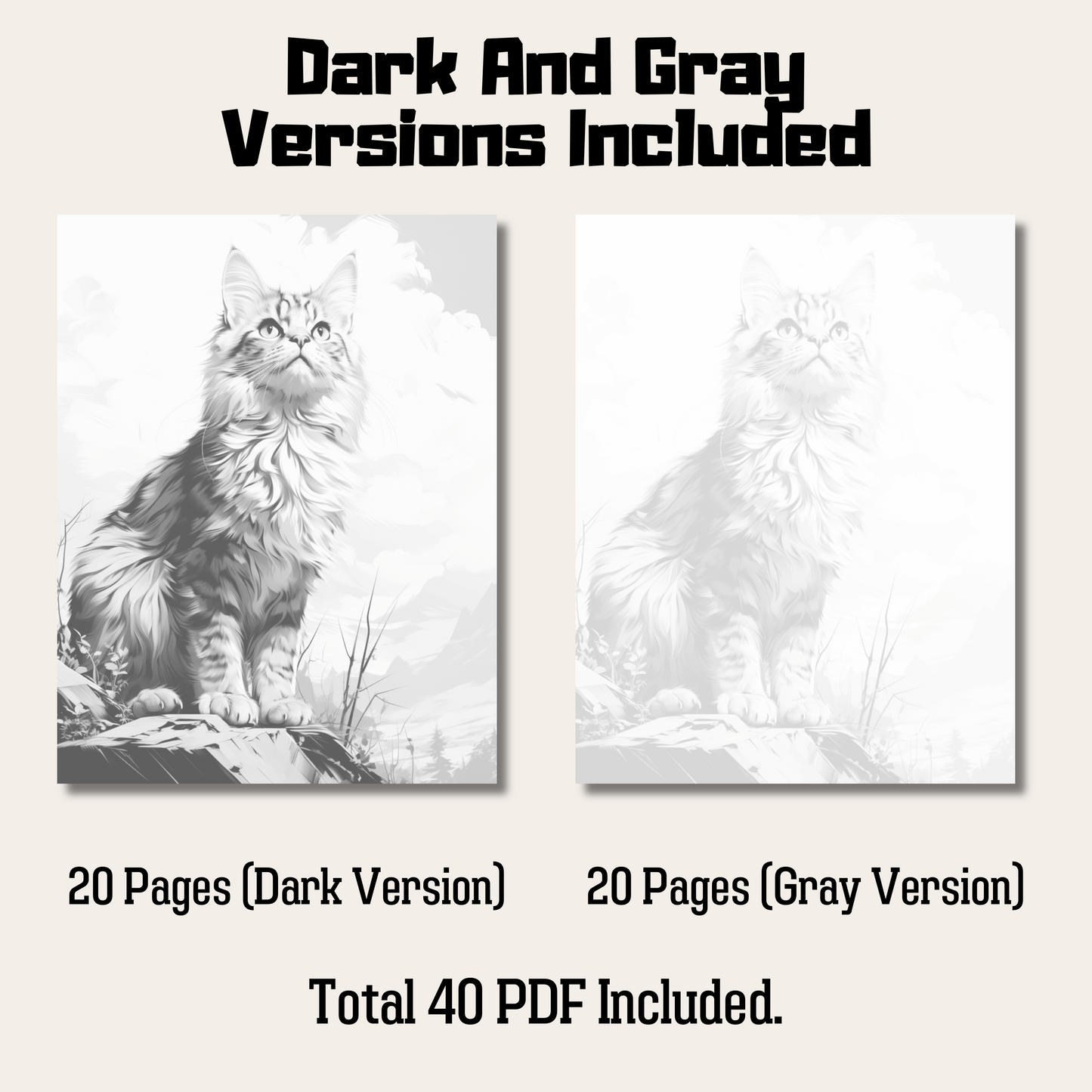 Realistic American Bobtail Coloring Book, 20 American Bobtail Grayscale Coloring Pages