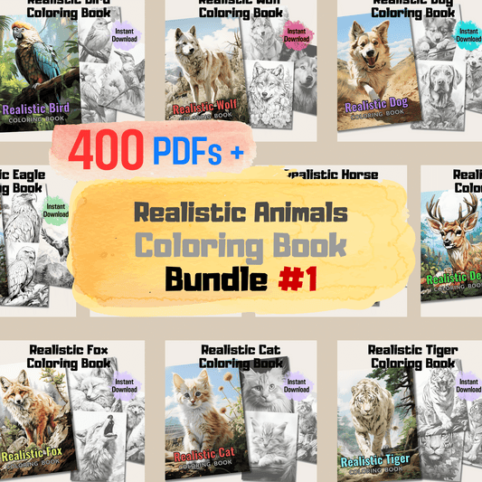 Realistic Animals Coloring Book Bundle 1: Animals
