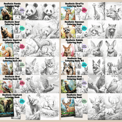 Realistic Animals Coloring Book Mega Bundle: Animals 400 Pages Included