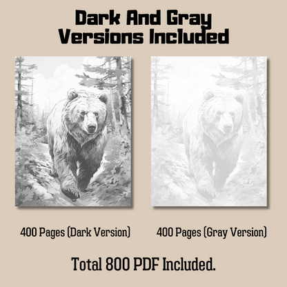 Realistic Animals Coloring Book Mega Bundle: Animal Dark And Gray Versions Demo