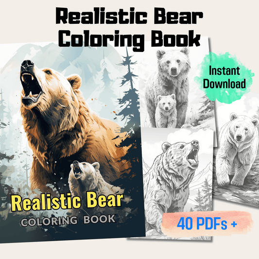 Realistic Bear Coloring Book 1: Bears