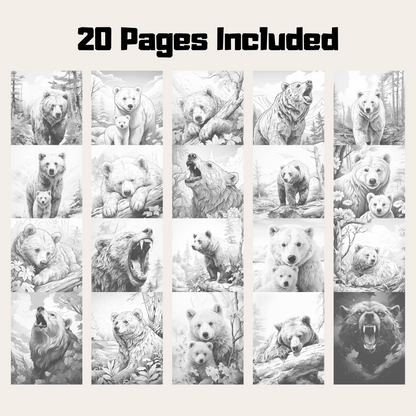 Realistic Bear Coloring Book 1: Bears 20 Pages Included