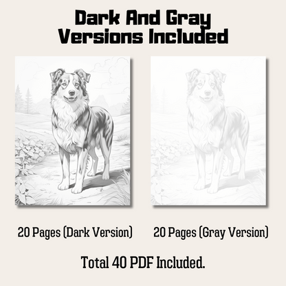 Realistic Berner Sennenhund Coloring Book, 20 Bernese Mountain Dog Grayscale Coloring Pages