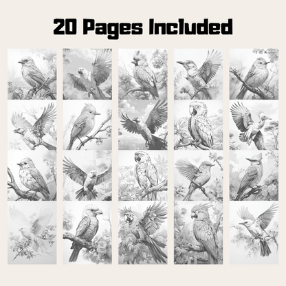 Realistic Bird Coloring Book 1: Birds 20 Pages Included
