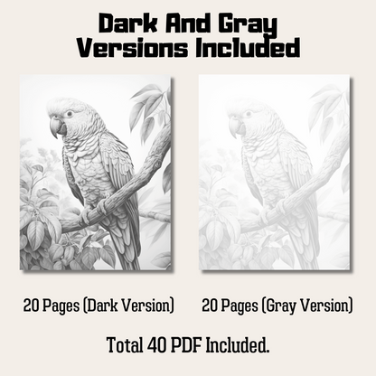 Realistic Bird Coloring Book 2: Bird Dark And Gray Versions Demo