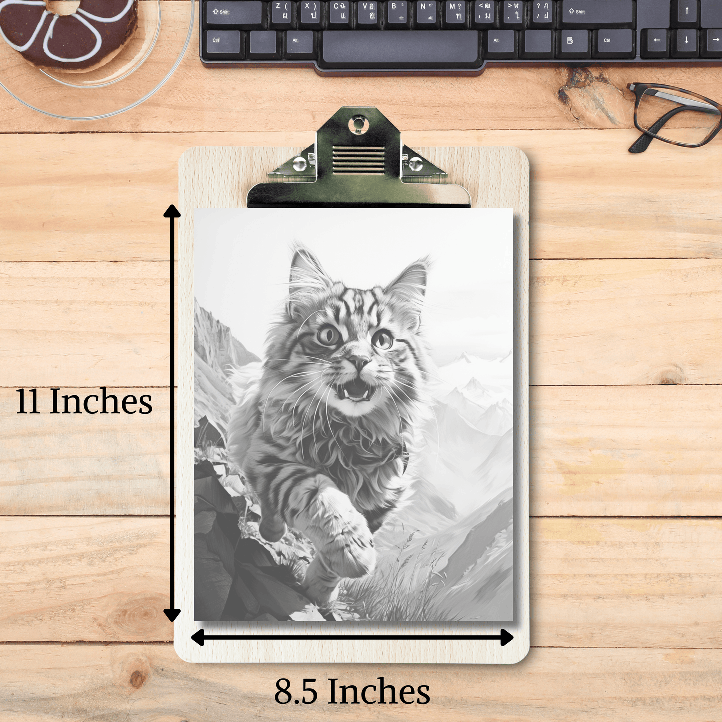 Realistic Cat Coloring Book 1: Cat Print Out Size Demo