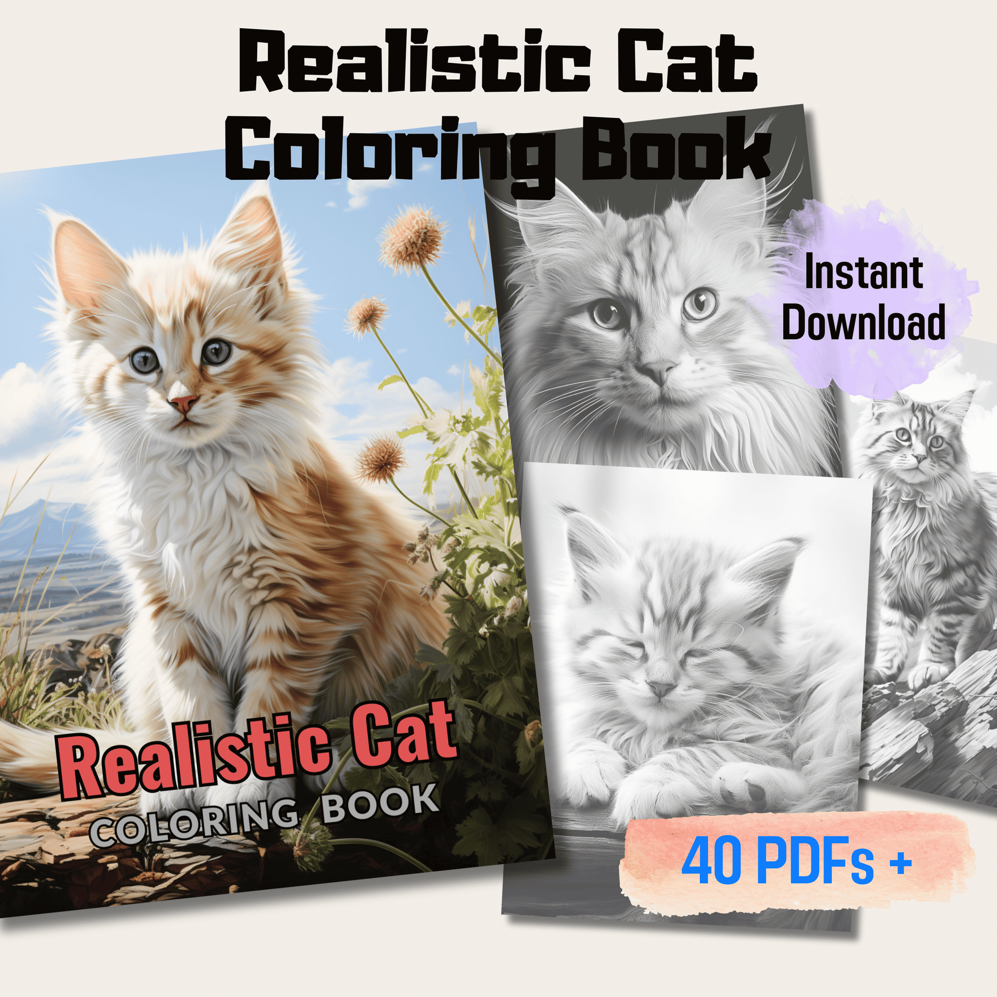 Realistic Cat Coloring Book 1: Cats