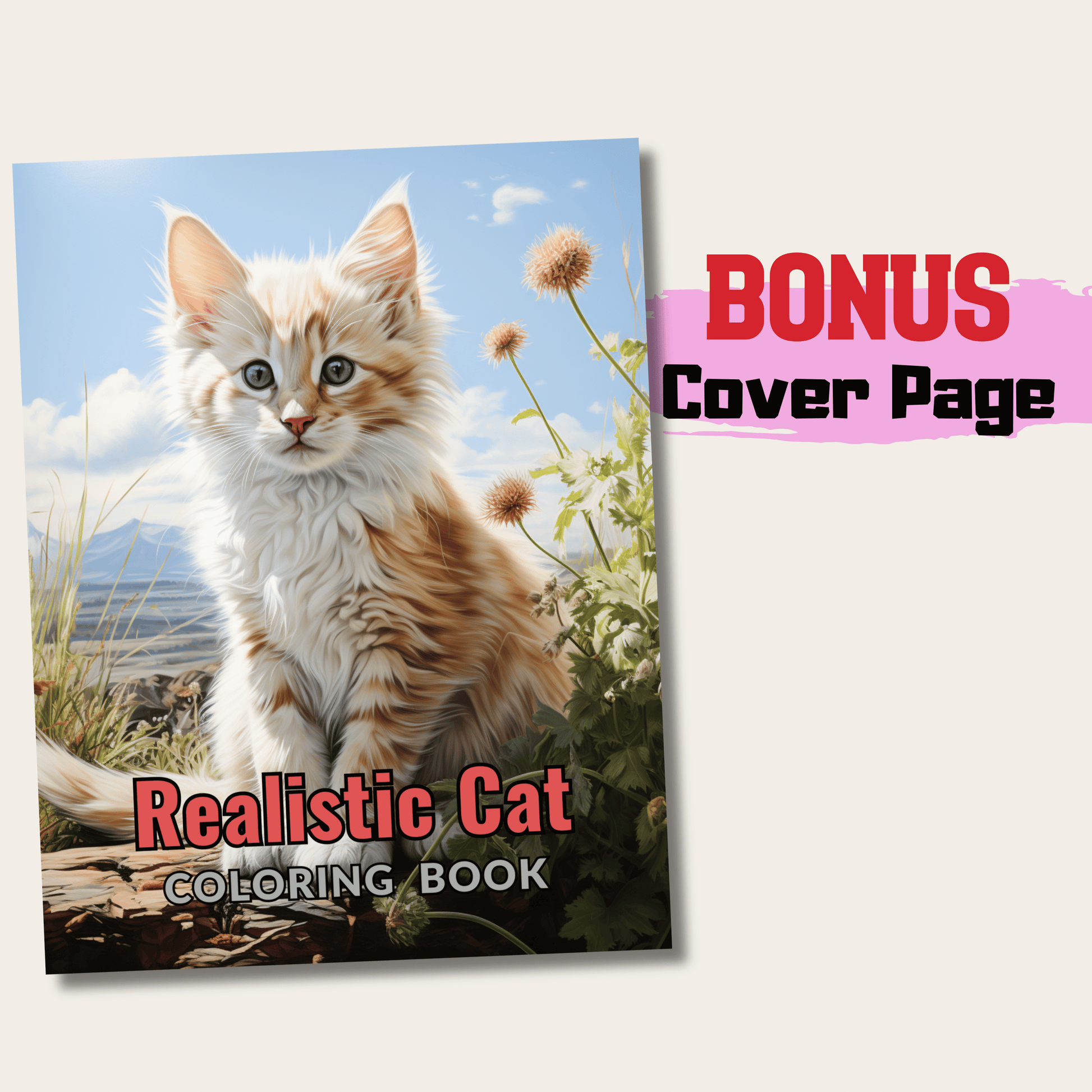 Realistic Cat Coloring Book 1: Cat Cover Page