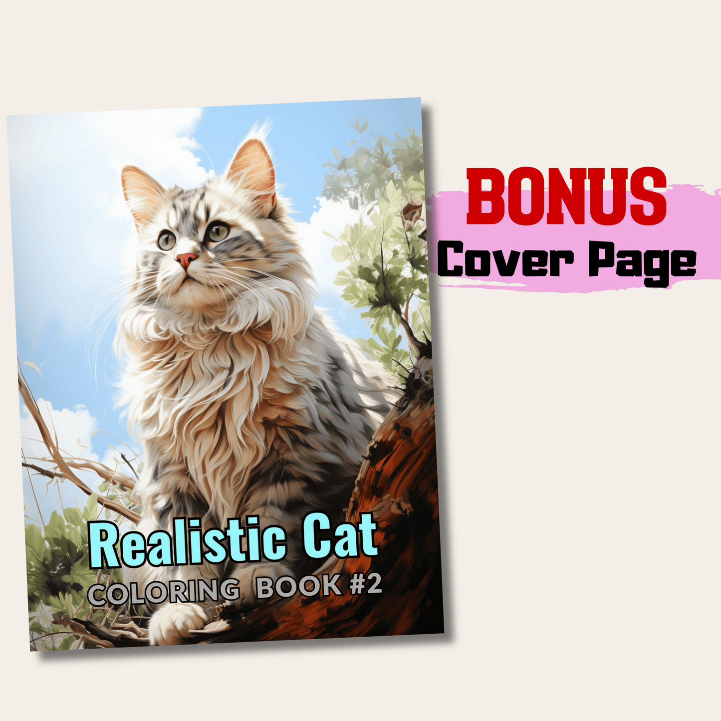 Realistic Cat Coloring Book 2: Cat Cover Page