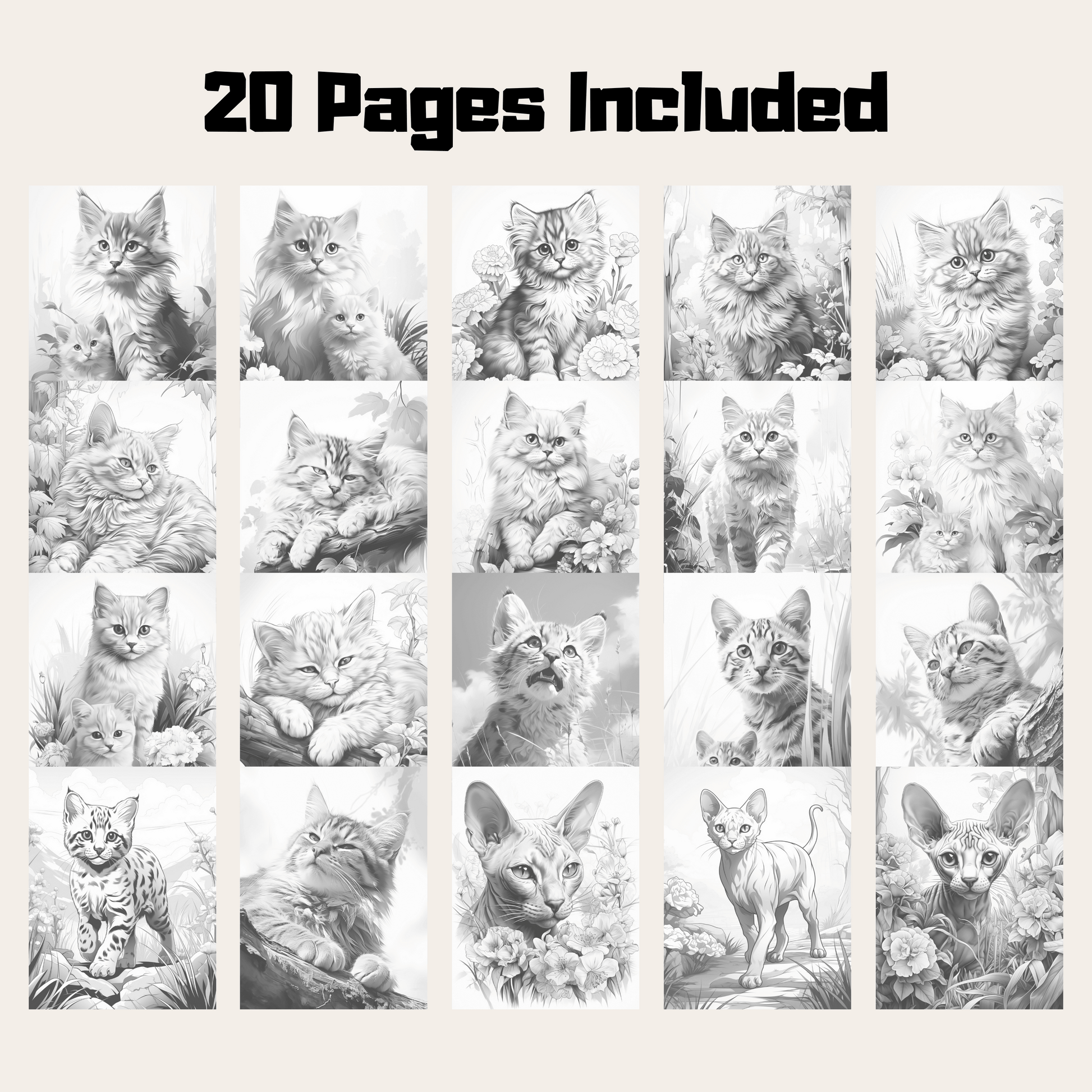 Realistic Cat Coloring Book 2: Cats 20 Pages Included