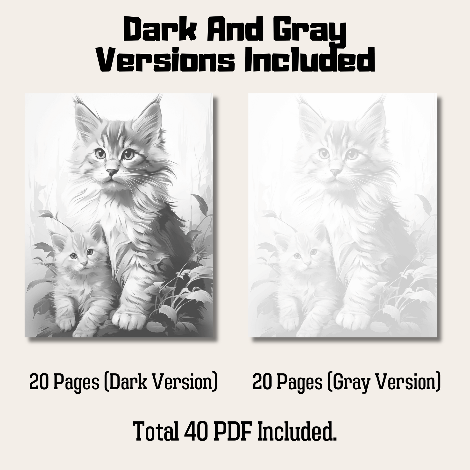 Realistic Cat Coloring Book 2: Cat Dark And Gray Versions Demo