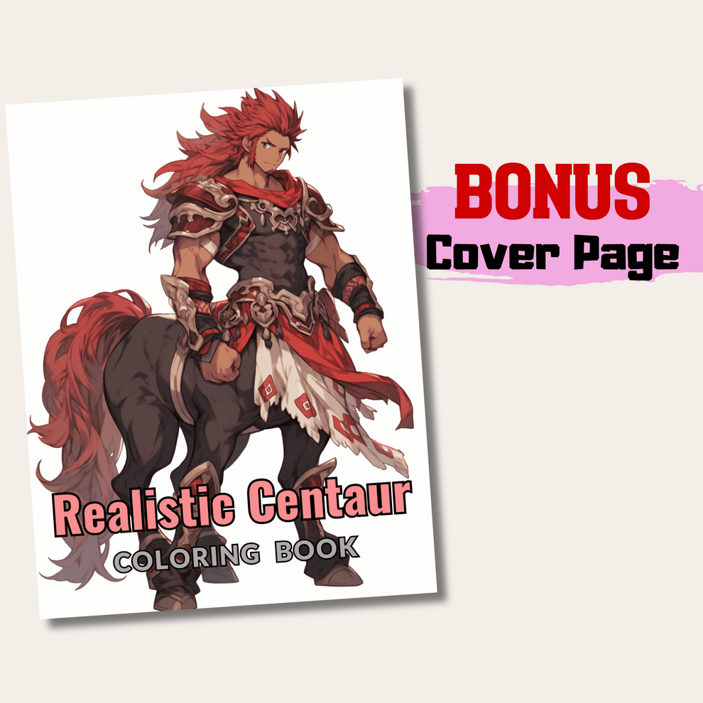 20 Pages Realistic Centaur Grayscale Coloring Book, Instant Download ...