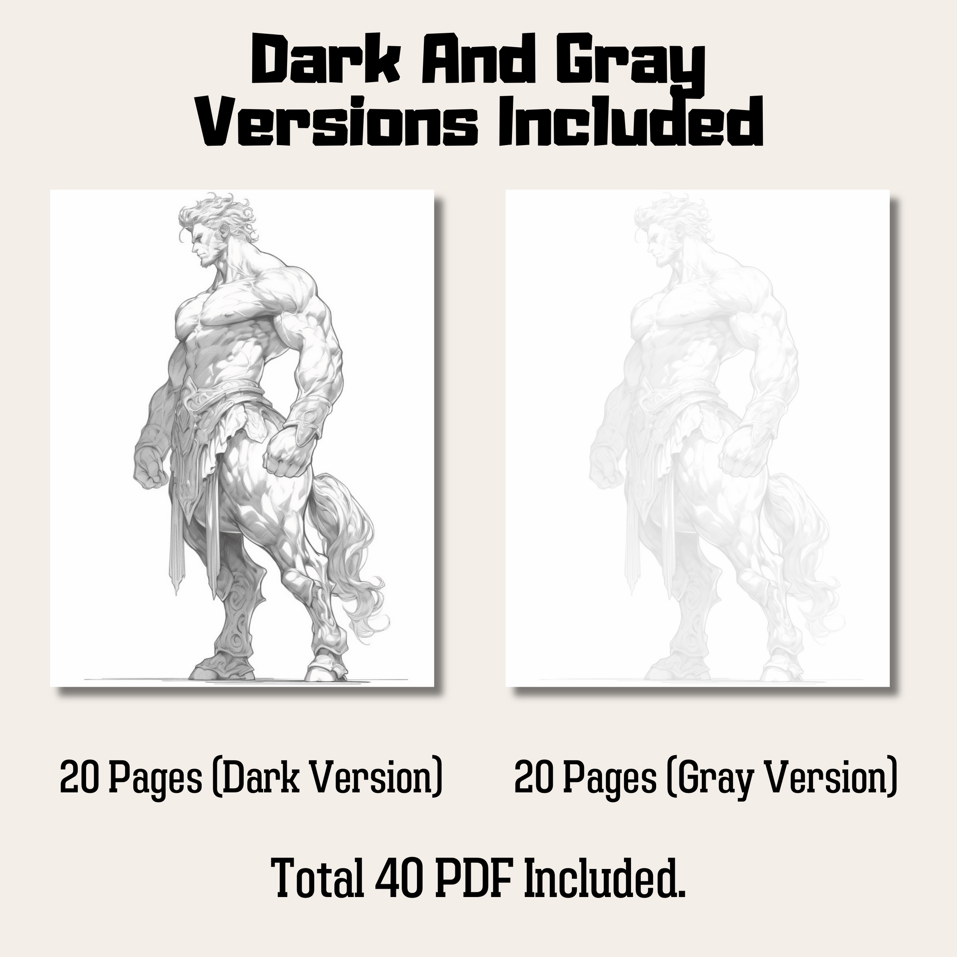 Realistic Centaur Coloring Book 1: Centaur Dark And Gray Versions Demo