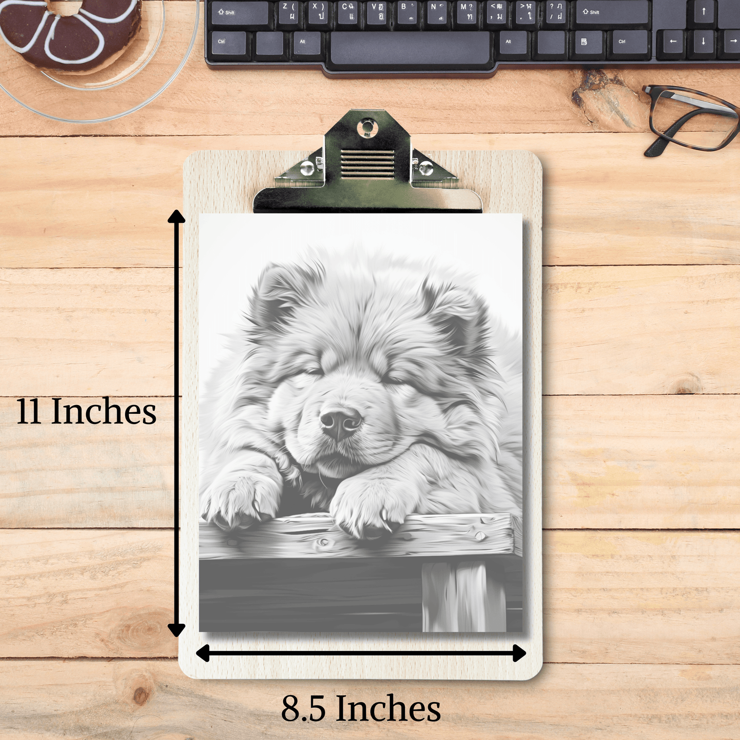 Realistic Chow Chow Coloring Book, Realistic Style Dog Grayscale Coloring Pages for All Ages