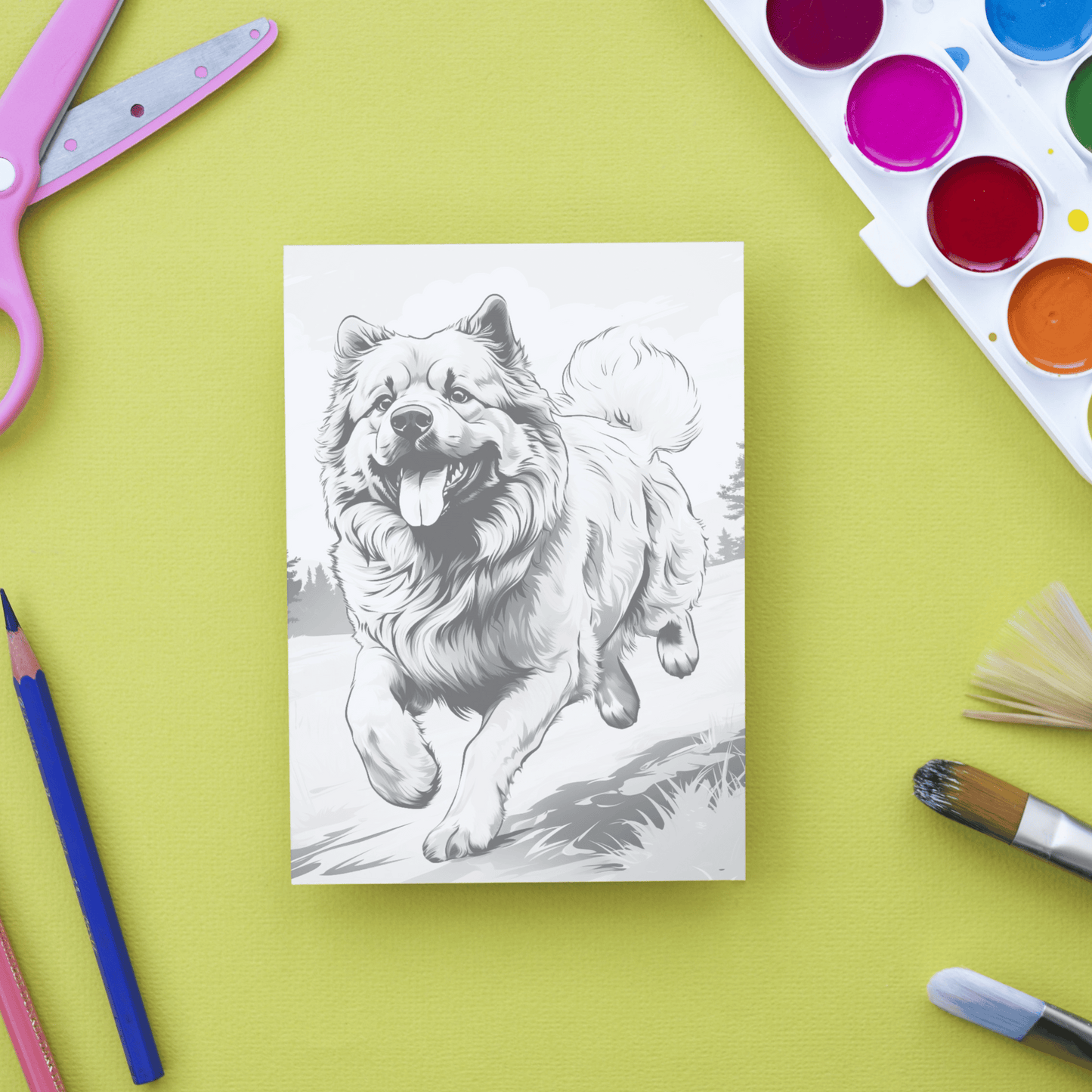 Realistic Chow Chow Coloring Book, Realistic Style Dog Grayscale Coloring Pages for All Ages