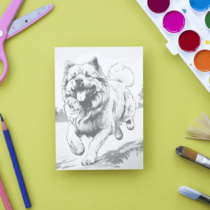 Realistic Chow Chow Coloring Book, Realistic Style Dog Grayscale Coloring Pages for All Ages