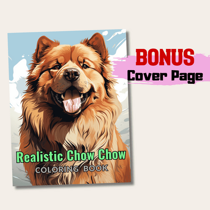 Realistic Chow Chow Coloring Book, Realistic Style Dog Grayscale Coloring Pages for All Ages