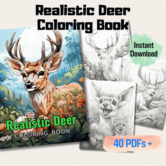 Realistic Deer Coloring Book 1: Deers