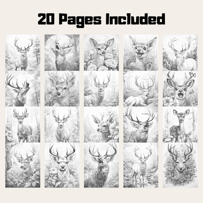 Realistic Deer Coloring Book 1: Deers 20 Pages Included