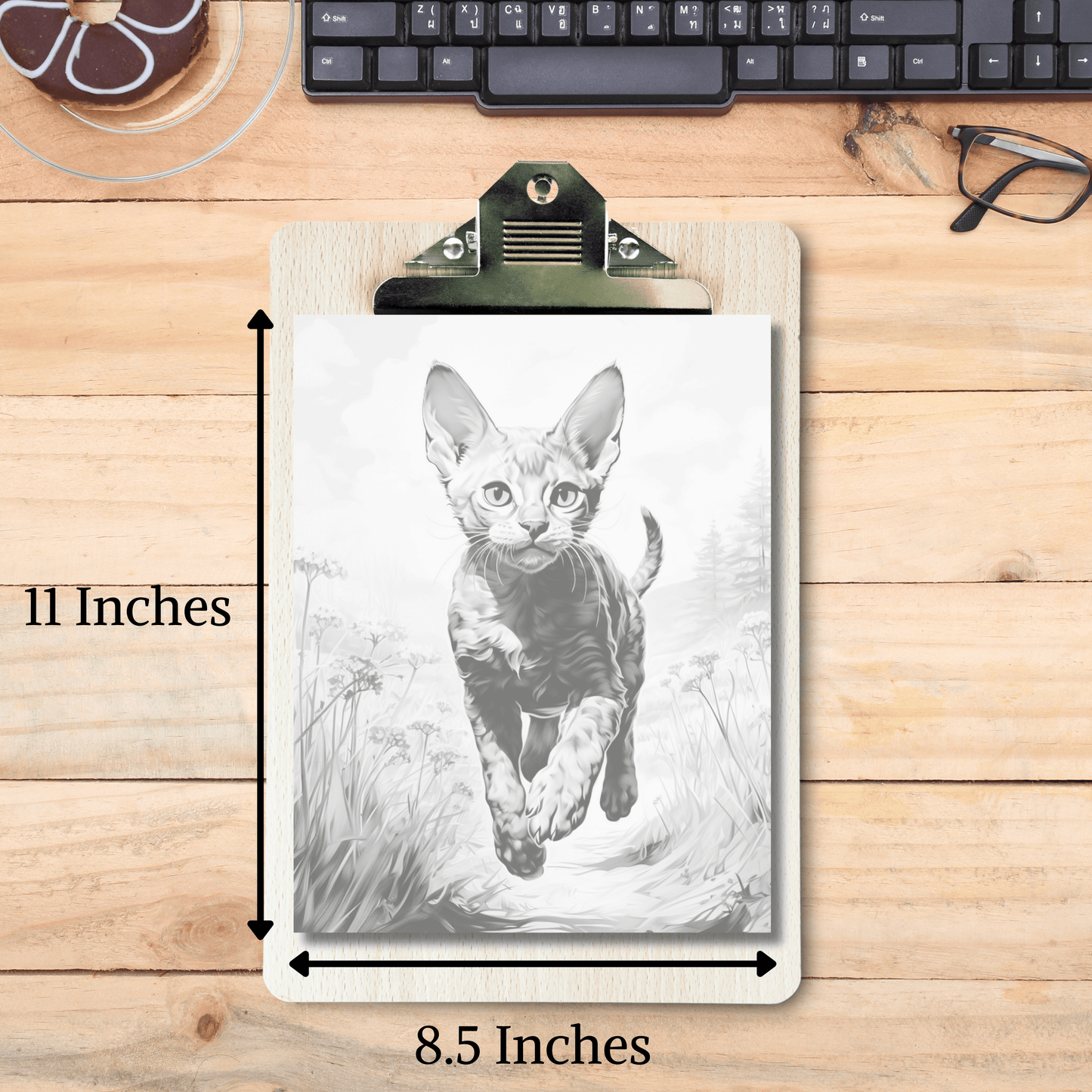 Realistic Devon Rex Coloring Book, 20 Devon Rex Grayscale Coloring Pages