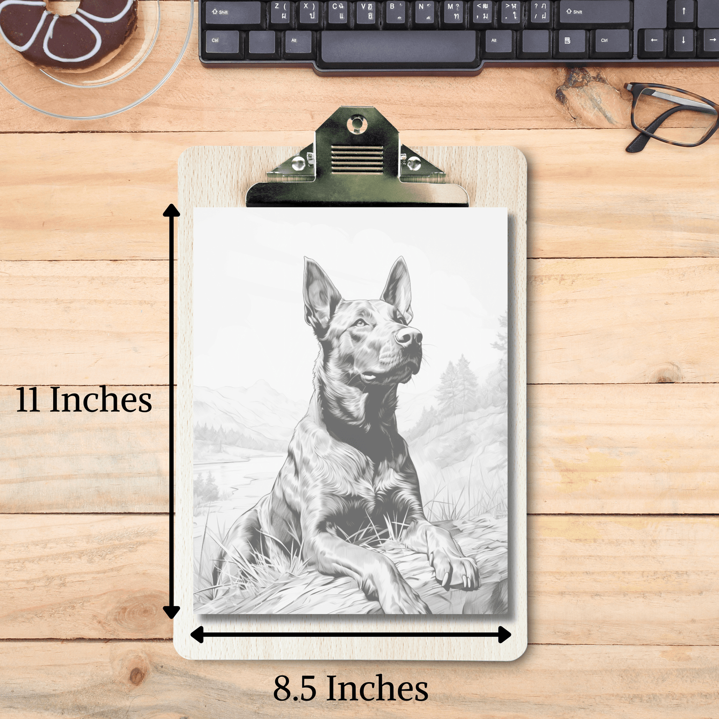 Realistic Doberman Pinscher Coloring Book, 20 Dogs Grayscale Coloring Pages