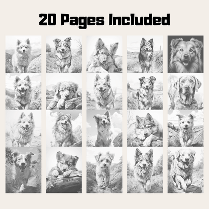 Realistic Dog Coloring Book 1: Dogs 20 Pages Included