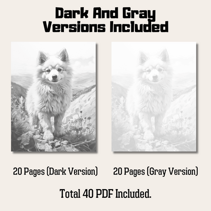 Realistic Dog Coloring Book 1: Dog Dark And Gray Versions Demo