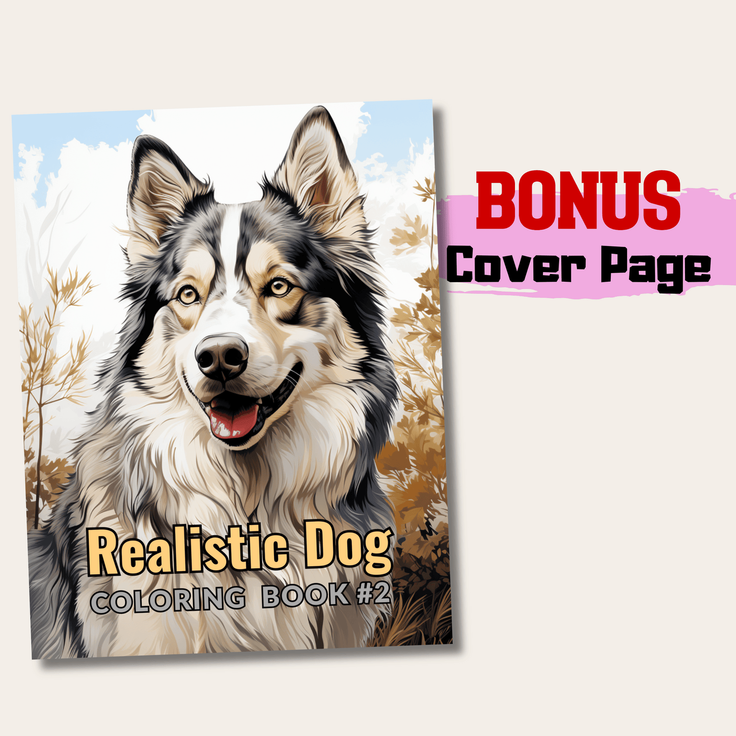 Realistic Dog Coloring Book 2: Dog Cover Page