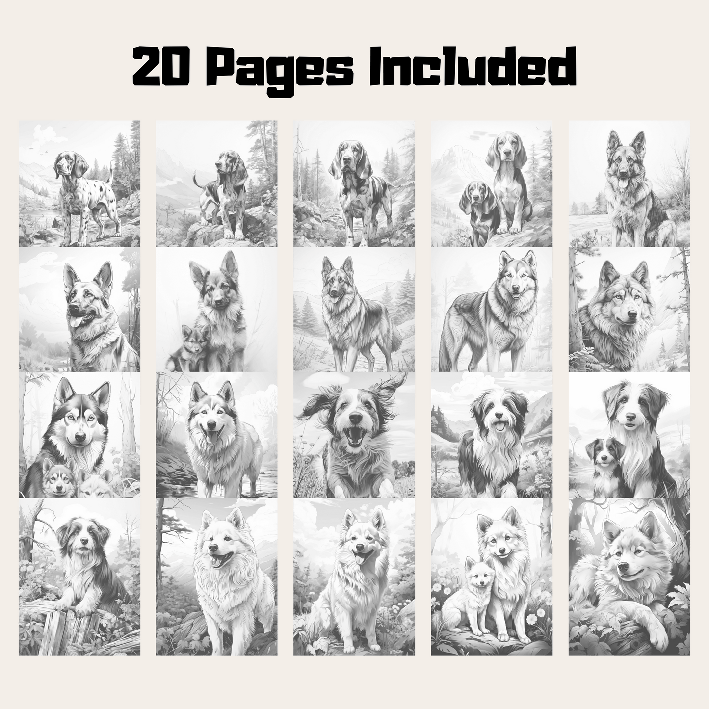 Realistic Dog Coloring Book 2: Dogs 20 Pages Included