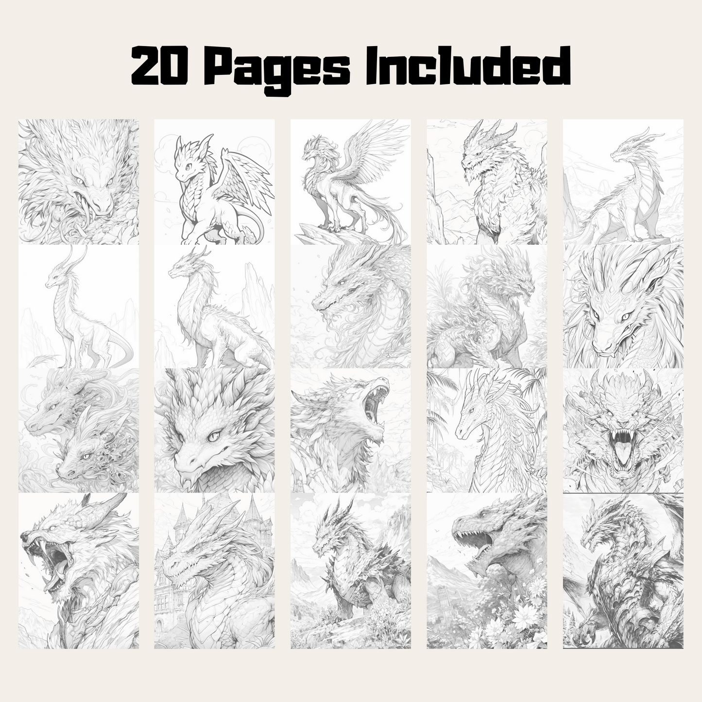 Realistic Dragon Coloring Book 1: Dragons 20 Pages Included
