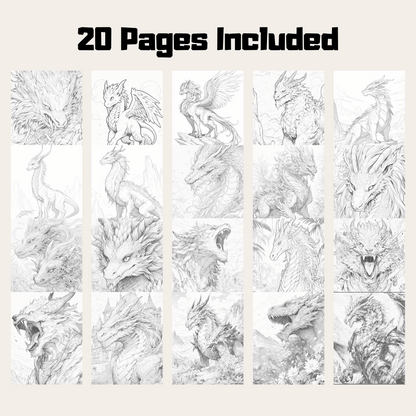 Realistic Dragon Coloring Book 1: Dragons 20 Pages Included